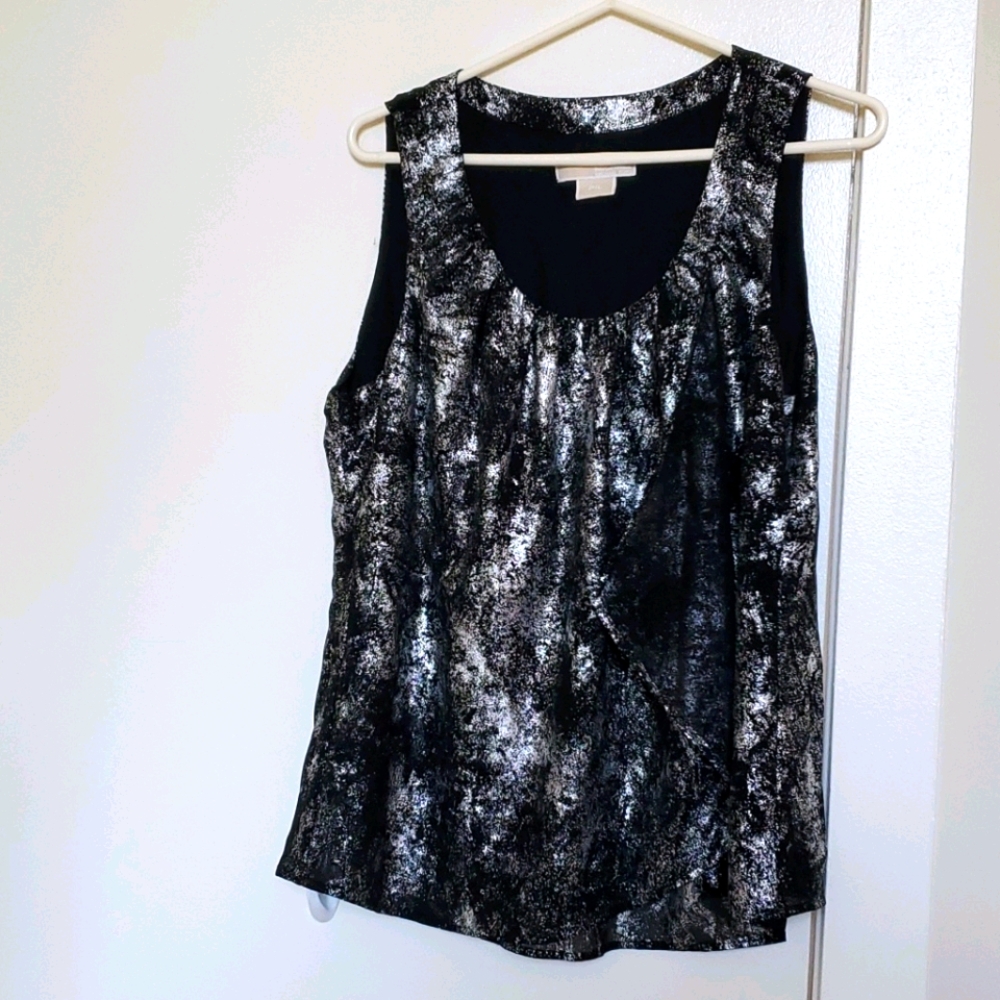 Sparkling Black Top with Drape Detail